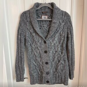 UGG Gray Cable Knit Shawl Collar Button Cardigan Sweater S